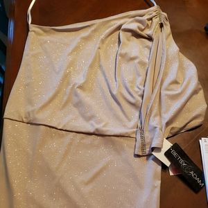 Betsy & Adam nude colored dress.